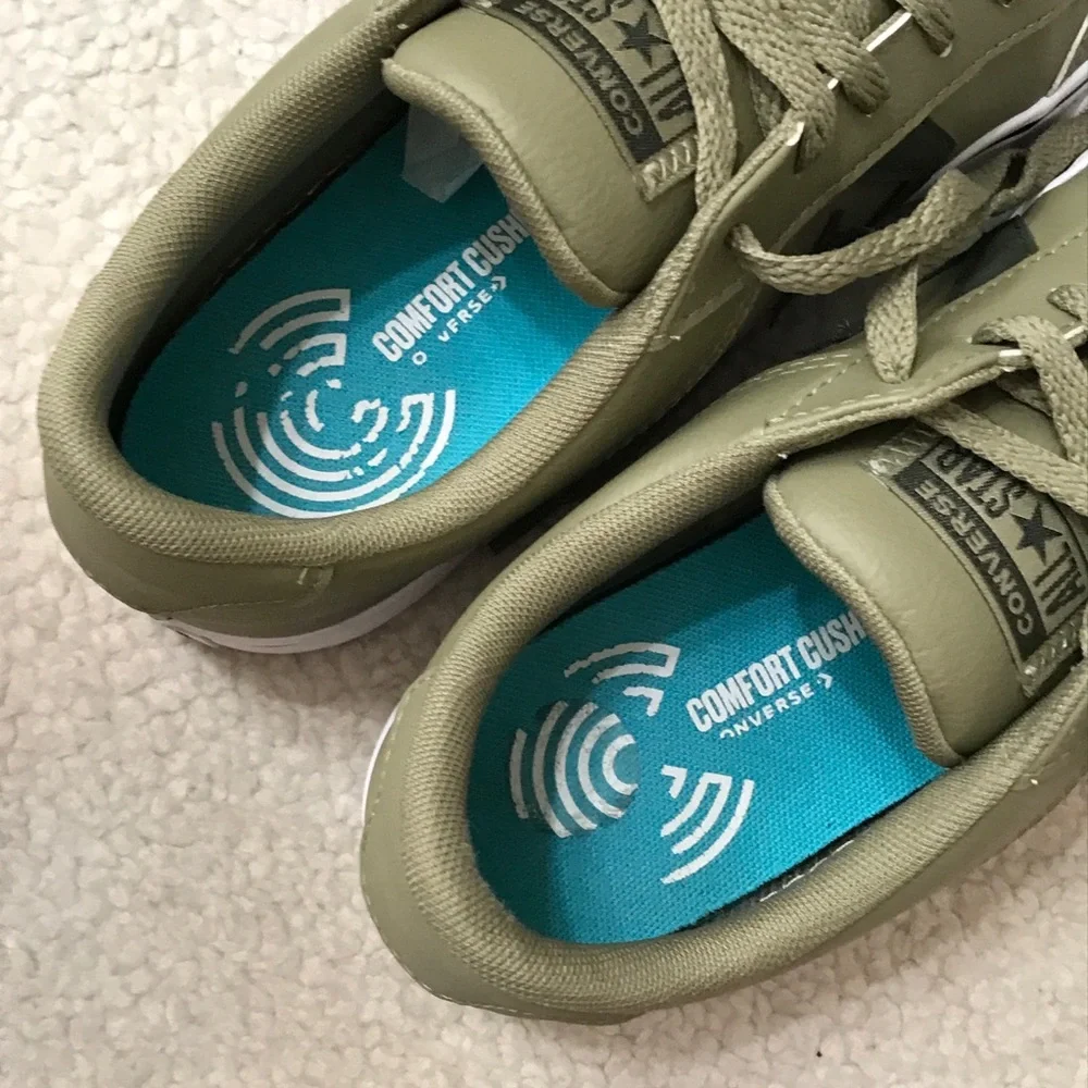 Converse Mens Olive Green Sneakers Faux Leather All Star Tobin Ox Size 8.5 - Picture 4 of 10